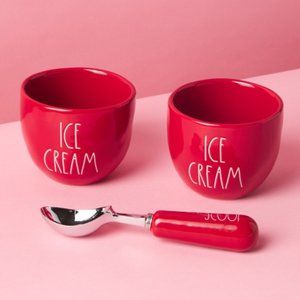 RAE DUNN 3pc Ice Cream Bowls And Scoop Set